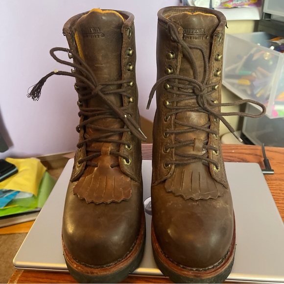 Women’s Chippewa Logger Work Boots Brown 6.5 M - Picture 3 of 8
